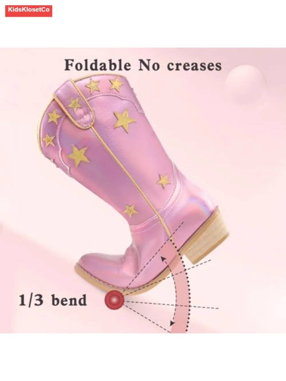 Kids Cowboy Boots for Boys Girls, Faux Leather Western Wide Calf Boots, Side